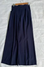 Navy blue high-waisted pants for women in georgette/crepe – Ara Designs