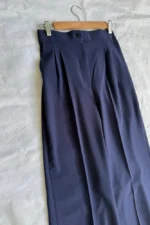 Navy blue high-waisted pants for women in georgette/crepe – Ara Designs