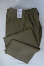 Khaki high-waisted pants for women in imported georgette/crepe by Ara Designs