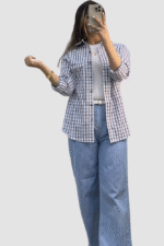 Checker shirt for women in classic grid print by Ara Designs