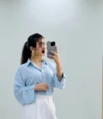 Sky blue shirt for women with button-down design – Ara Designs